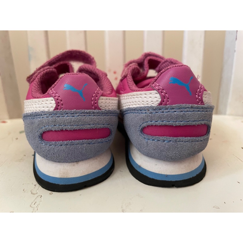 Retro Puma Girls Pink Athletic Shoes Sneakers hook Loop Toddler /Walker Size 5 - Picture 4 of 7